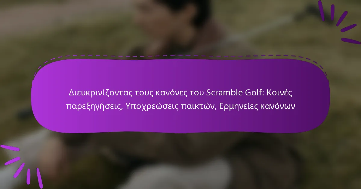 Διευκρινίζοντας τους κανόνες του Scramble Golf: Κοινές παρεξηγήσεις, Υποχρεώσεις παικτών, Ερμηνείες κανόνων