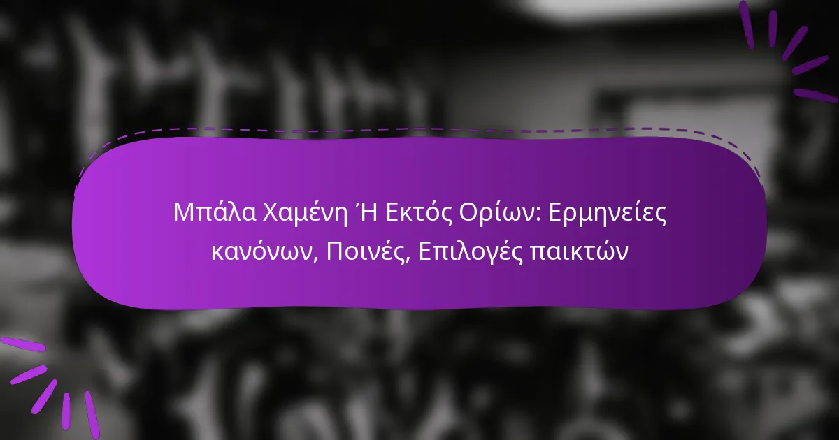 Μπάλα Χαμένη Ή Εκτός Ορίων: Ερμηνείες κανόνων, Ποινές, Επιλογές παικτών