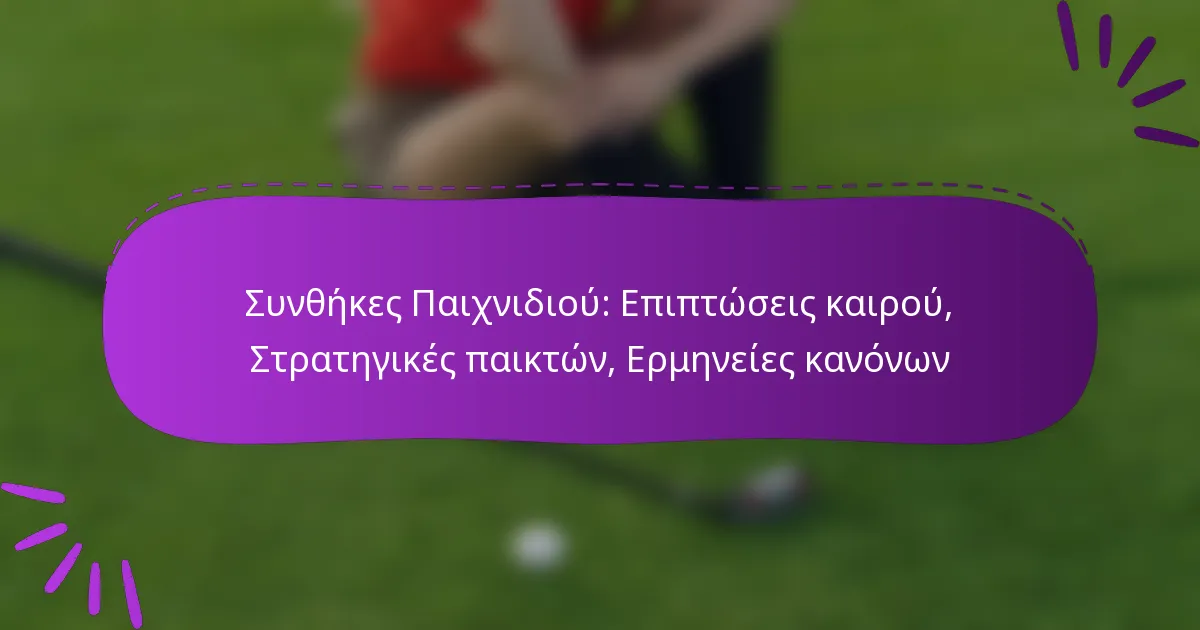 Συνθήκες Παιχνιδιού: Επιπτώσεις καιρού, Στρατηγικές παικτών, Ερμηνείες κανόνων